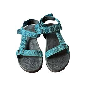 J-Sport By Jambu‎ Womens Sandals 7 Teal/ Turquoise Slingback Geometric